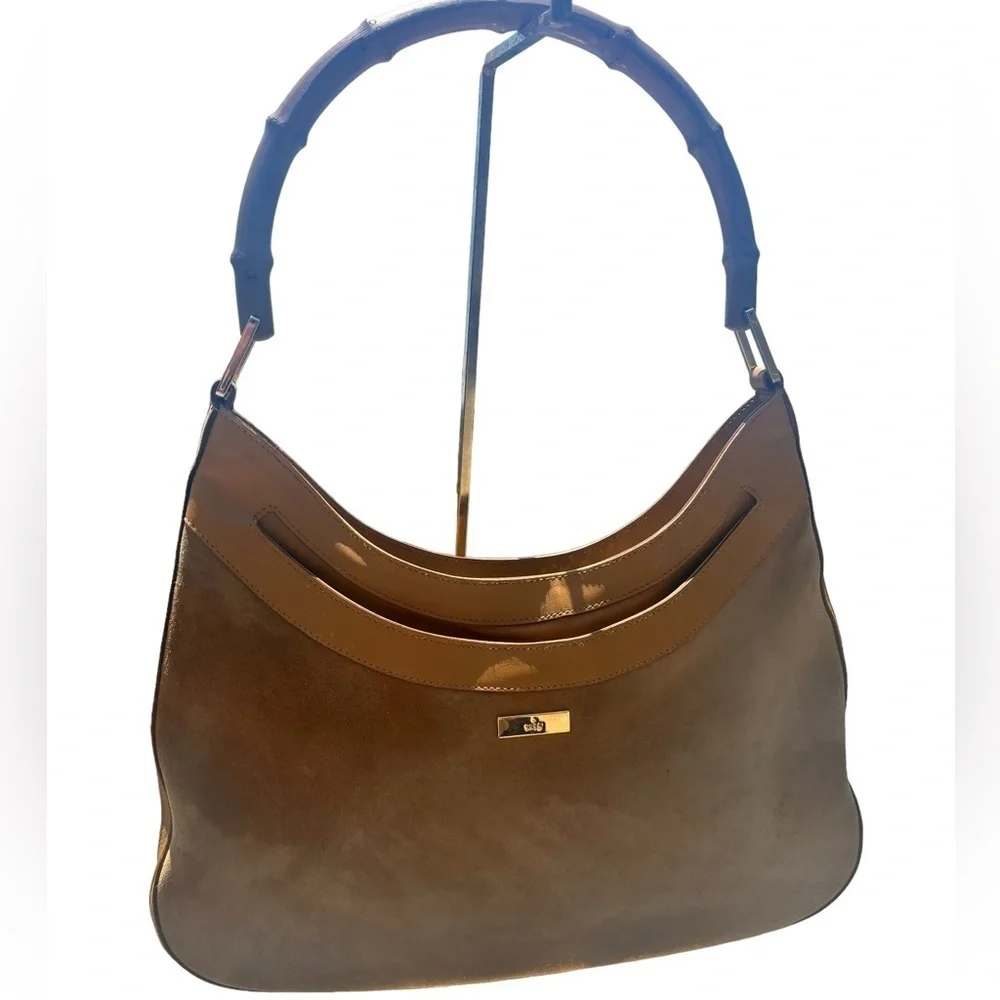 Gucci Brown Bamboo Handle Hobo Bag